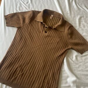 ❌SOLD❌Men Collared Textured Polo Brown Shirt